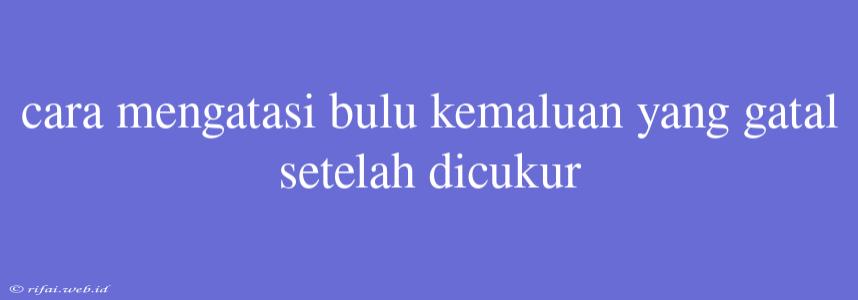 Cara Mengatasi Bulu Kemaluan Yang Gatal Setelah Dicukur