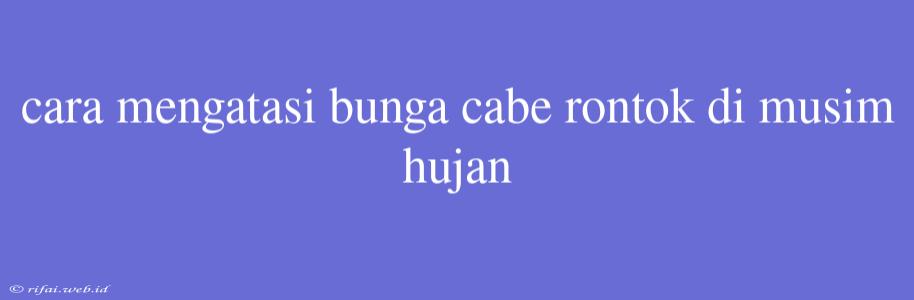 Cara Mengatasi Bunga Cabe Rontok Di Musim Hujan