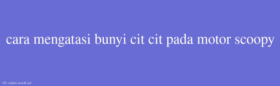 Cara Mengatasi Bunyi Cit Cit Pada Motor Scoopy