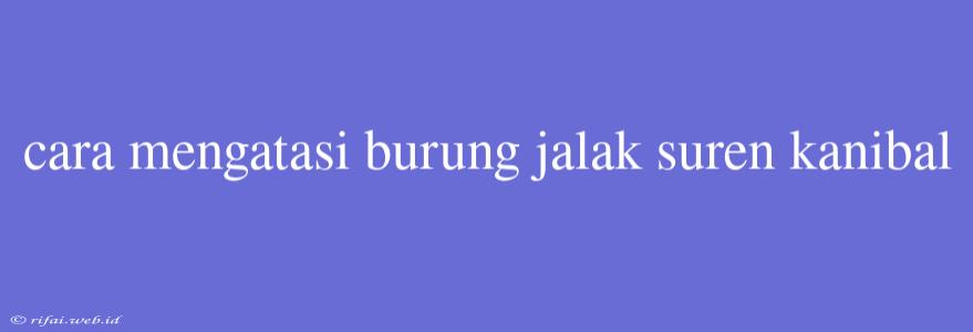 Cara Mengatasi Burung Jalak Suren Kanibal