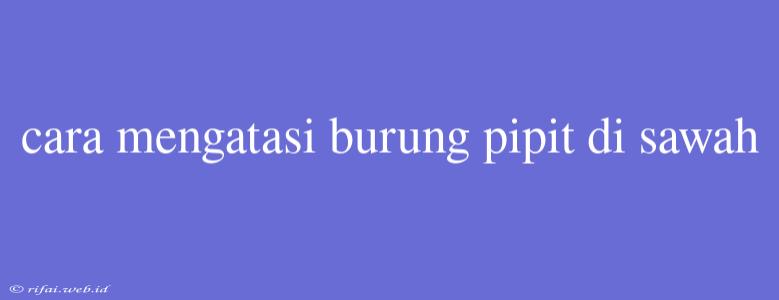 Cara Mengatasi Burung Pipit Di Sawah