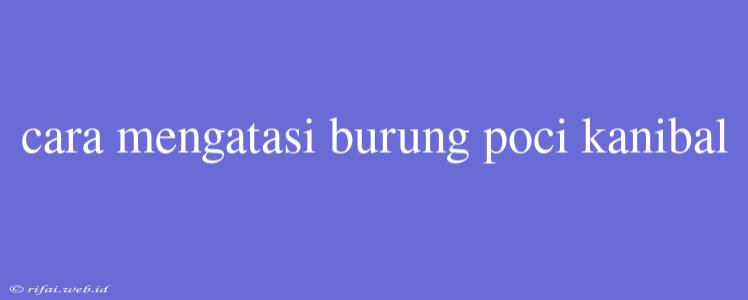 Cara Mengatasi Burung Poci Kanibal