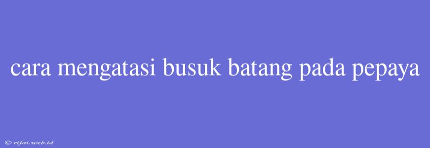 Cara Mengatasi Busuk Batang Pada Pepaya