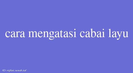 Cara Mengatasi Cabai Layu