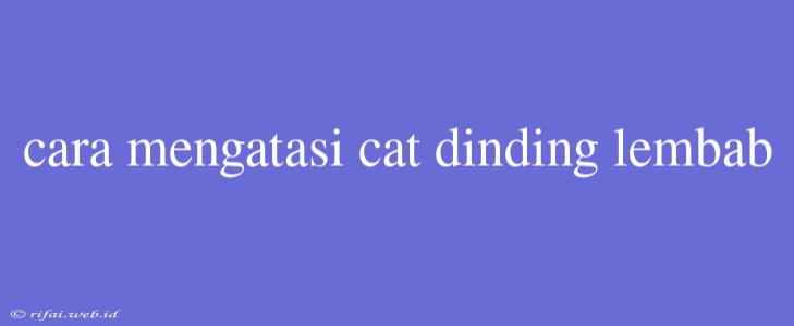 Cara Mengatasi Cat Dinding Lembab