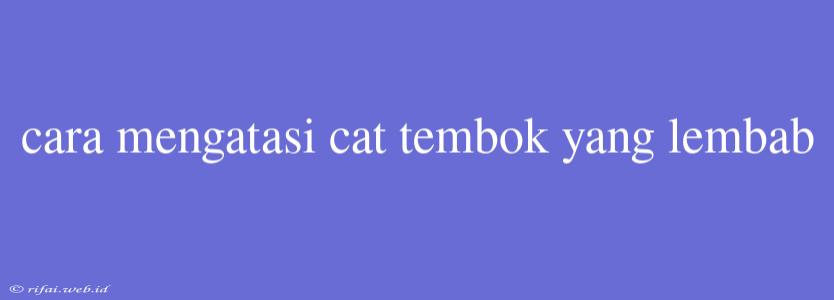 Cara Mengatasi Cat Tembok Yang Lembab