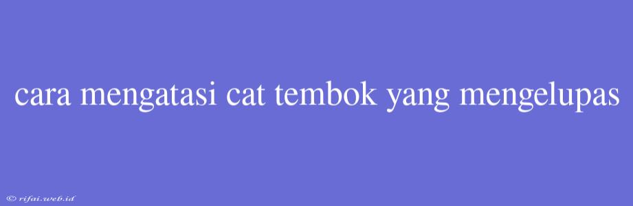 Cara Mengatasi Cat Tembok Yang Mengelupas