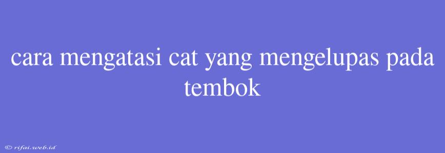 Cara Mengatasi Cat Yang Mengelupas Pada Tembok