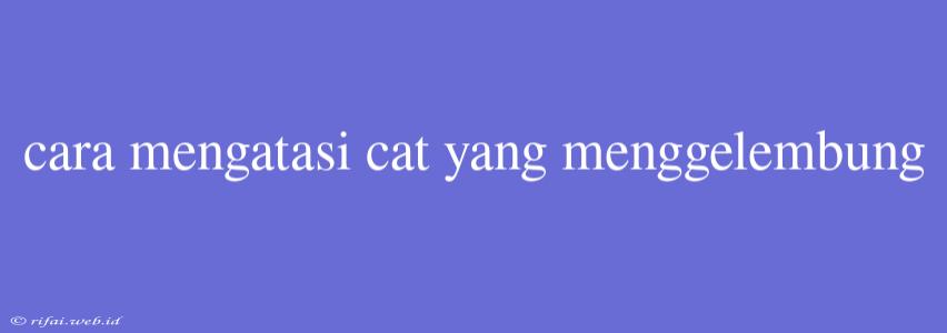 Cara Mengatasi Cat Yang Menggelembung