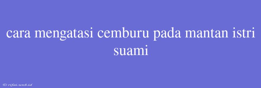 Cara Mengatasi Cemburu Pada Mantan Istri Suami