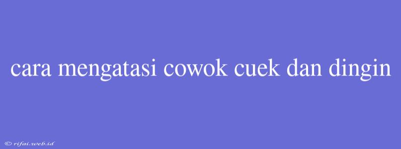 Cara Mengatasi Cowok Cuek Dan Dingin