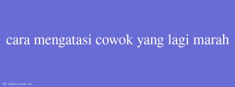 Cara Mengatasi Cowok Yang Lagi Marah