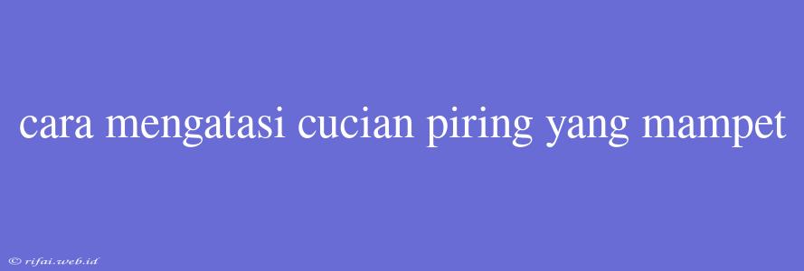 Cara Mengatasi Cucian Piring Yang Mampet