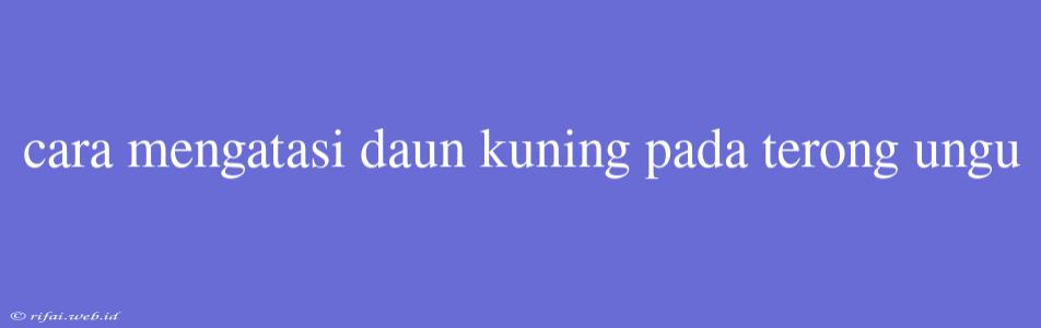 Cara Mengatasi Daun Kuning Pada Terong Ungu