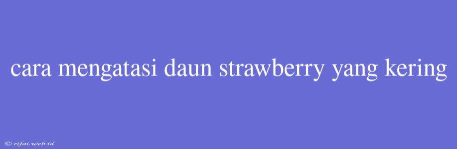 Cara Mengatasi Daun Strawberry Yang Kering