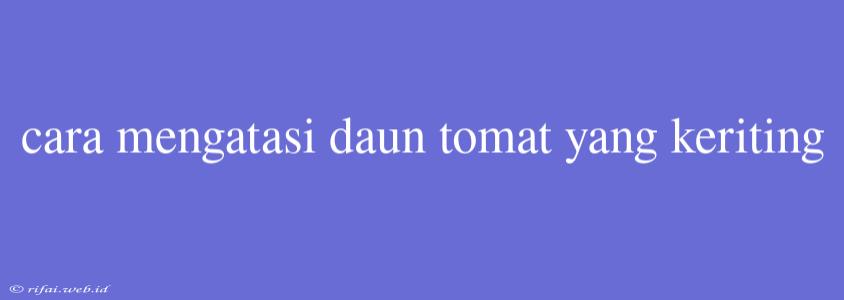 Cara Mengatasi Daun Tomat Yang Keriting