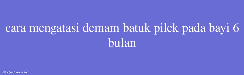 Cara Mengatasi Demam Batuk Pilek Pada Bayi 6 Bulan