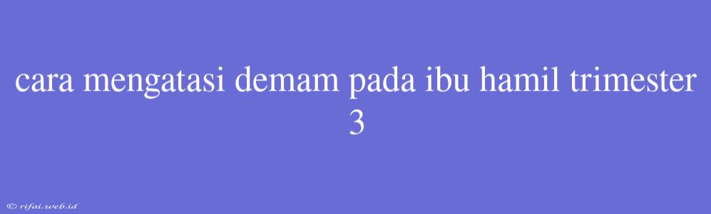 Cara Mengatasi Demam Pada Ibu Hamil Trimester 3