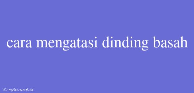 Cara Mengatasi Dinding Basah