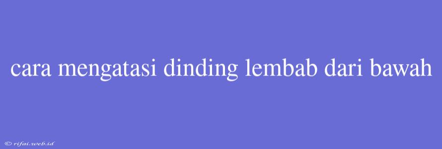 Cara Mengatasi Dinding Lembab Dari Bawah