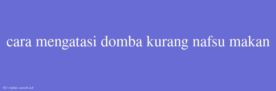 Cara Mengatasi Domba Kurang Nafsu Makan