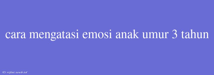 Cara Mengatasi Emosi Anak Umur 3 Tahun