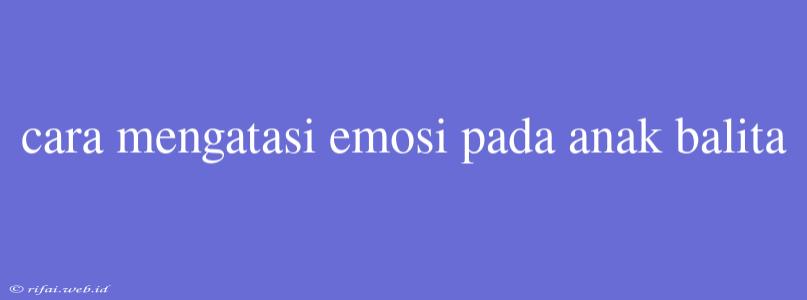 Cara Mengatasi Emosi Pada Anak Balita