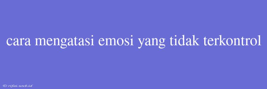 Cara Mengatasi Emosi Yang Tidak Terkontrol