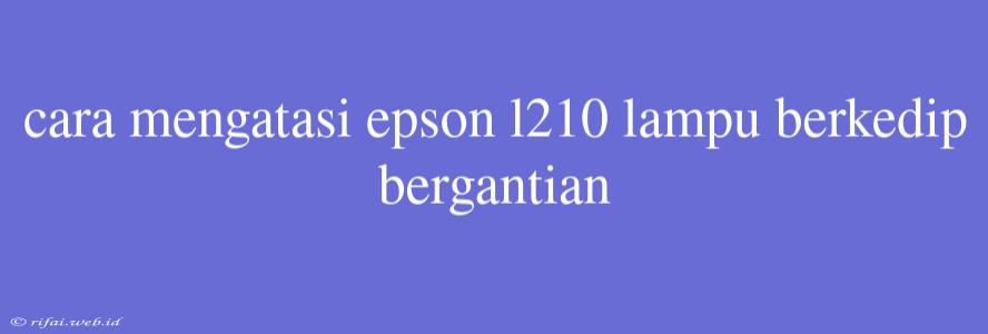 Cara Mengatasi Epson L210 Lampu Berkedip Bergantian