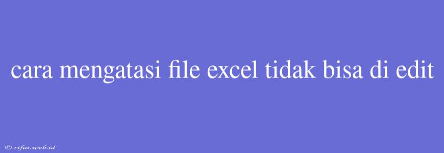 Cara Mengatasi File Excel Tidak Bisa Di Edit