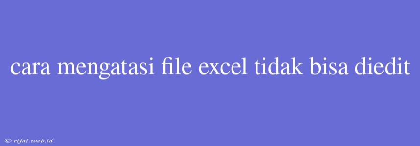 Cara Mengatasi File Excel Tidak Bisa Diedit