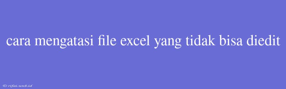 Cara Mengatasi File Excel Yang Tidak Bisa Diedit