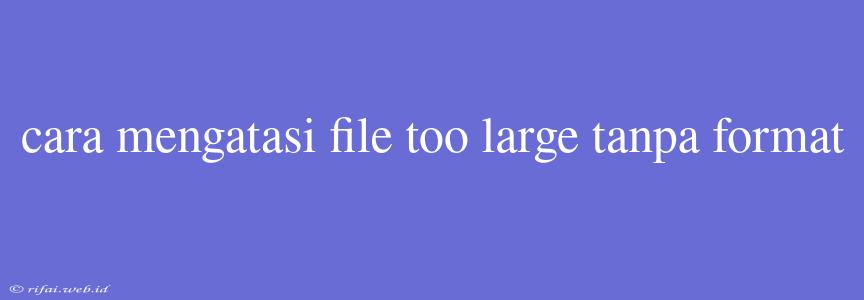 Cara Mengatasi File Too Large Tanpa Format