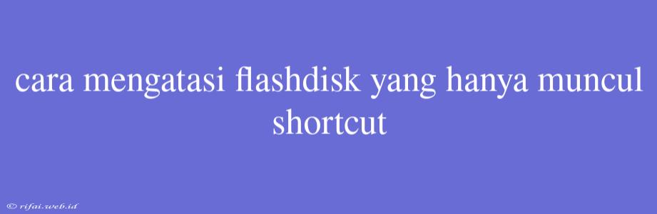 Cara Mengatasi Flashdisk Yang Hanya Muncul Shortcut