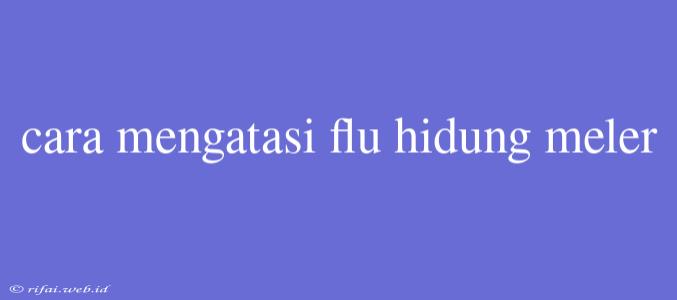 Cara Mengatasi Flu Hidung Meler