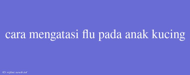 Cara Mengatasi Flu Pada Anak Kucing