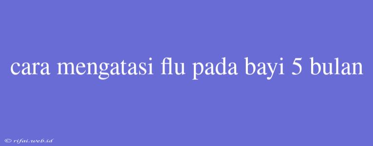 Cara Mengatasi Flu Pada Bayi 5 Bulan