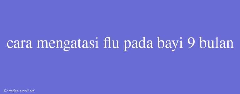 Cara Mengatasi Flu Pada Bayi 9 Bulan