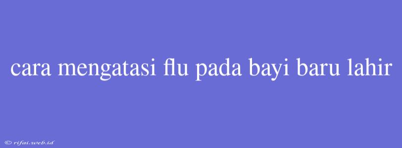 Cara Mengatasi Flu Pada Bayi Baru Lahir