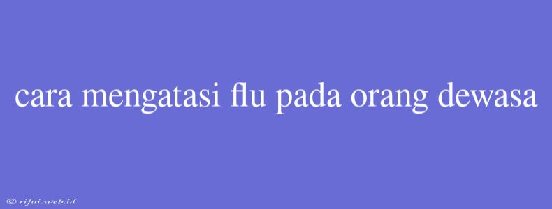 Cara Mengatasi Flu Pada Orang Dewasa