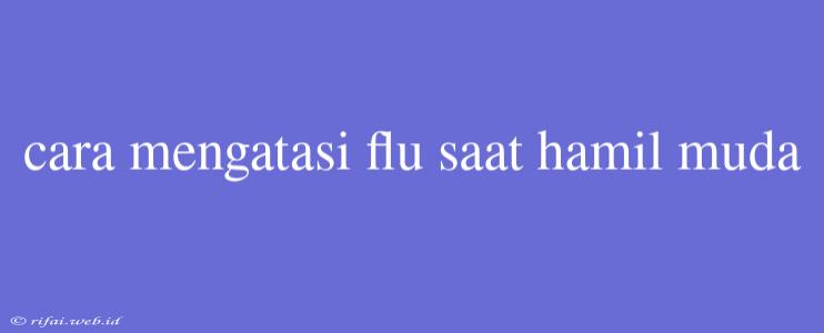 Cara Mengatasi Flu Saat Hamil Muda