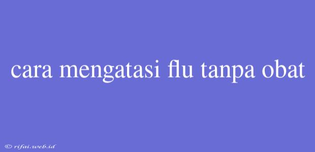 Cara Mengatasi Flu Tanpa Obat