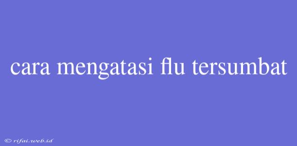 Cara Mengatasi Flu Tersumbat