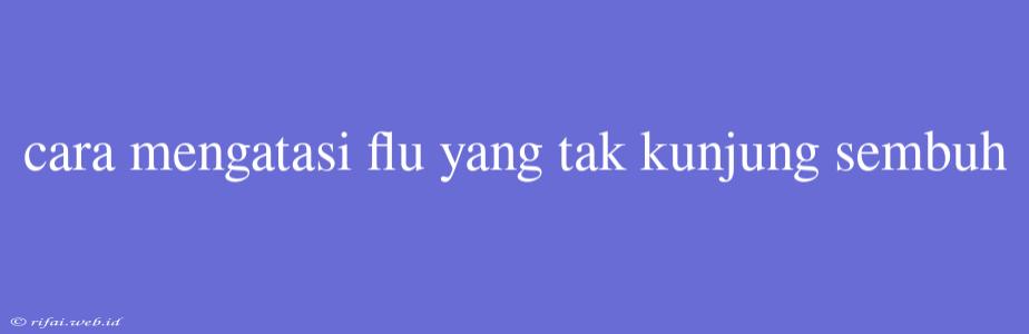 Cara Mengatasi Flu Yang Tak Kunjung Sembuh