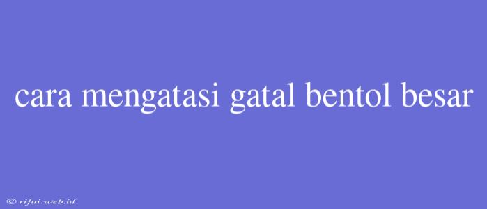 Cara Mengatasi Gatal Bentol Besar