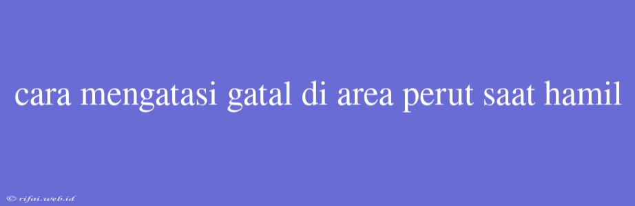 Cara Mengatasi Gatal Di Area Perut Saat Hamil