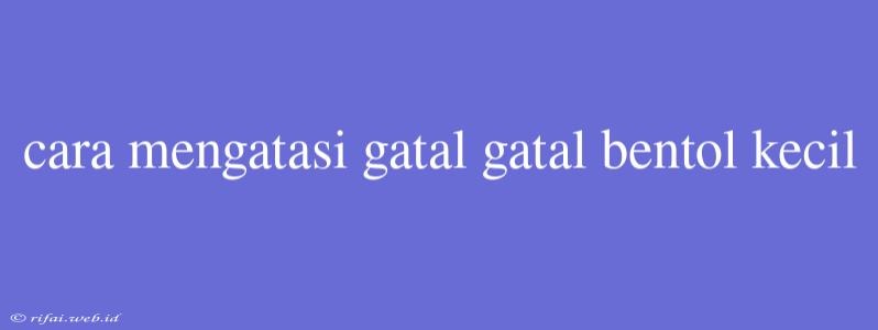 Cara Mengatasi Gatal Gatal Bentol Kecil