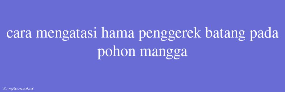 Cara Mengatasi Hama Penggerek Batang Pada Pohon Mangga