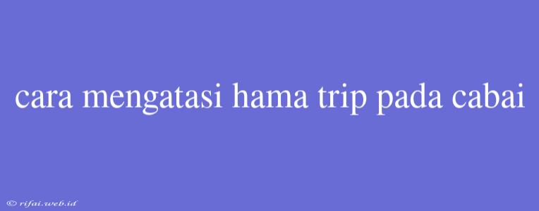 Cara Mengatasi Hama Trip Pada Cabai