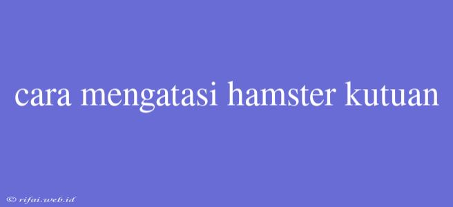 Cara Mengatasi Hamster Kutuan